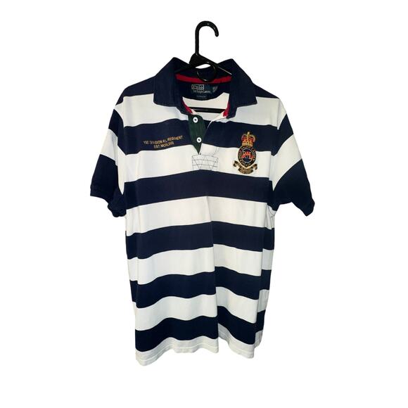 Polo by Ralph Lauren Other - Polo Ralph Lauren Rugby Shirt Men’s XL Custom Fit Navy White Striped Crest Polo